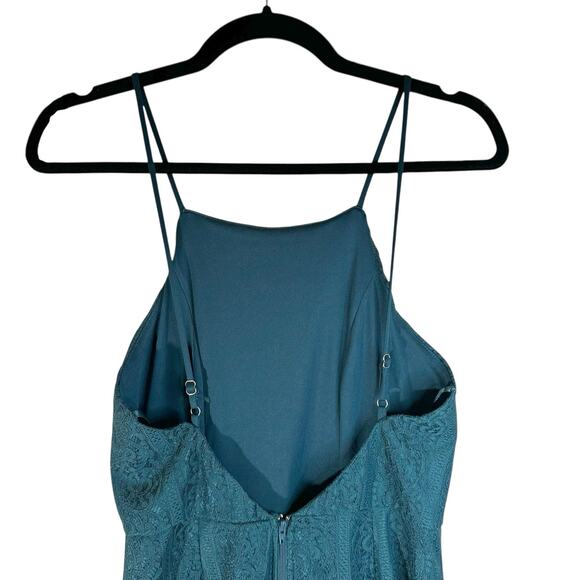 Windsor Dark Teal Lace Overlay Low Back Mini Dress Medium Party Cocktail Evening - Picture 5 of 11